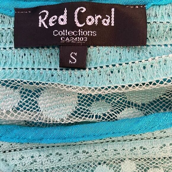 RED CORAL Teal Lace Top Lightweight SleevelessTank - Picture 4 of 7